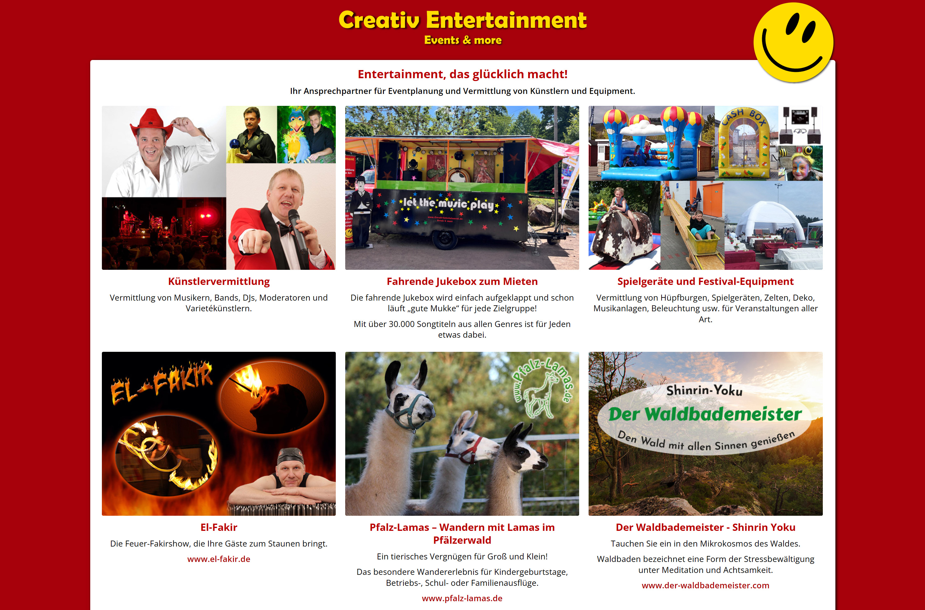 Creativ Entertainment Internetseite